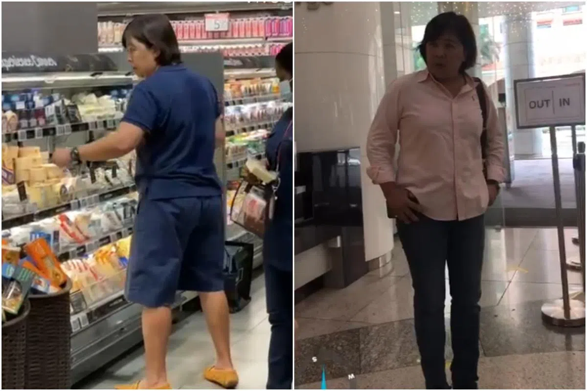  潘秋玉被指在今年2月没戴口罩闲逛怡丰城（VivoCity）（左图）；去年12月，她也出现在克拉码头附近的中央广场（Central Mall）逛街时，也没戴口罩。（Stomp） 