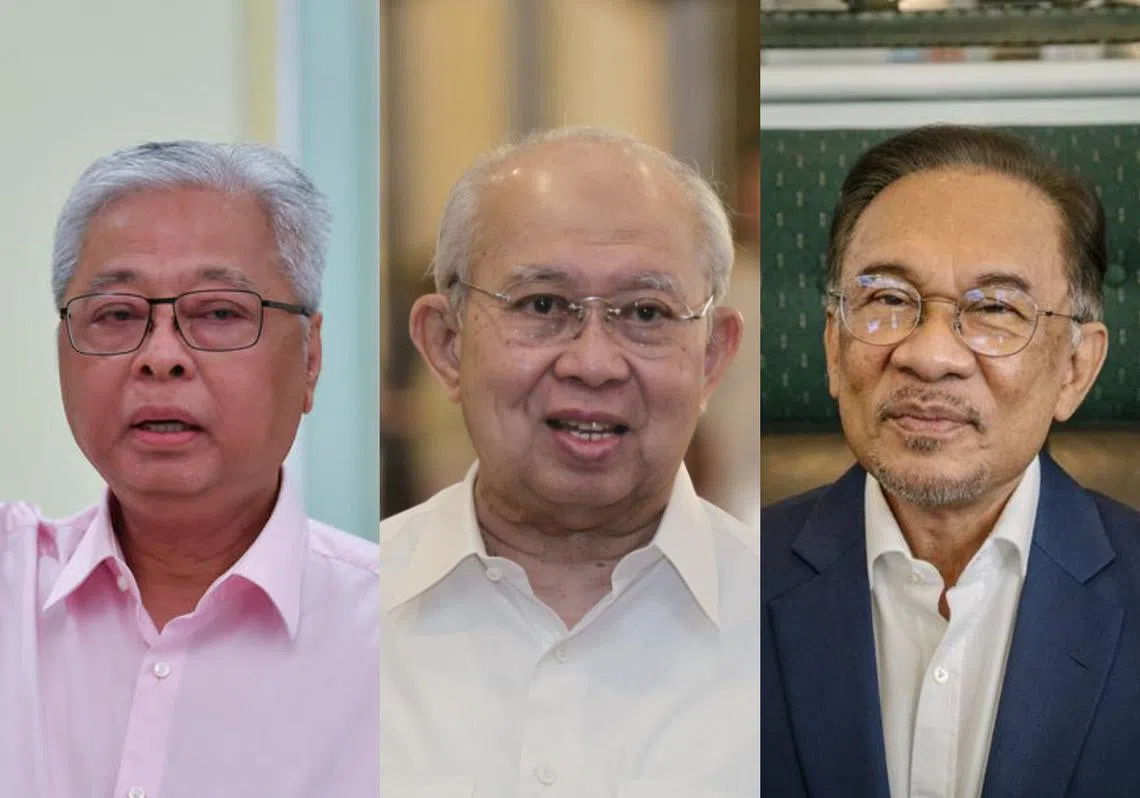 （左起）依斯迈沙比利、东姑拉沙里与安华是马国下任首相的领跑人选。（红蚂蚁制图）