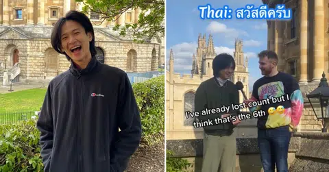 新加坡男生陈稳泽在TikTok视频中用11种语言打招呼，活泼幽默的个性让他迅速成为英国社媒的新宠。（陈稳泽脸书、TikTok视频截图）