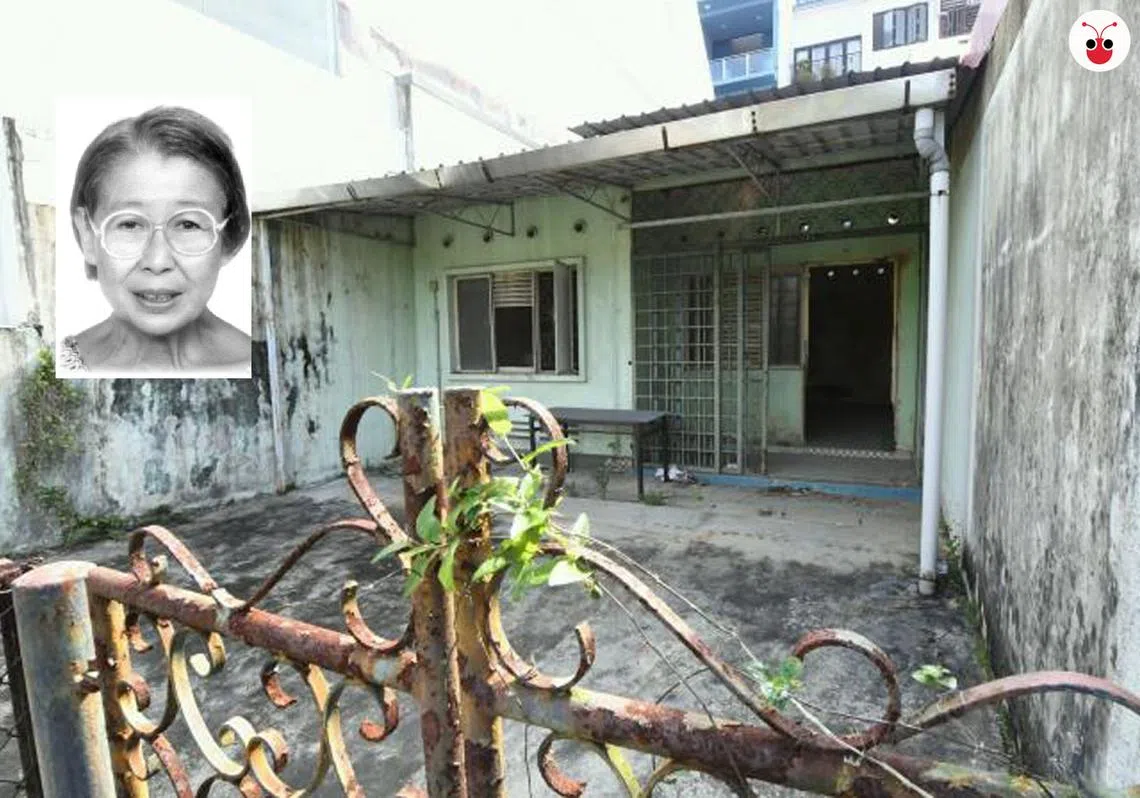 惹兰巴泰17号“凶宅”外观。小图为陈氏姐妹中的妹妹陈如碧。（谢静怡制图）