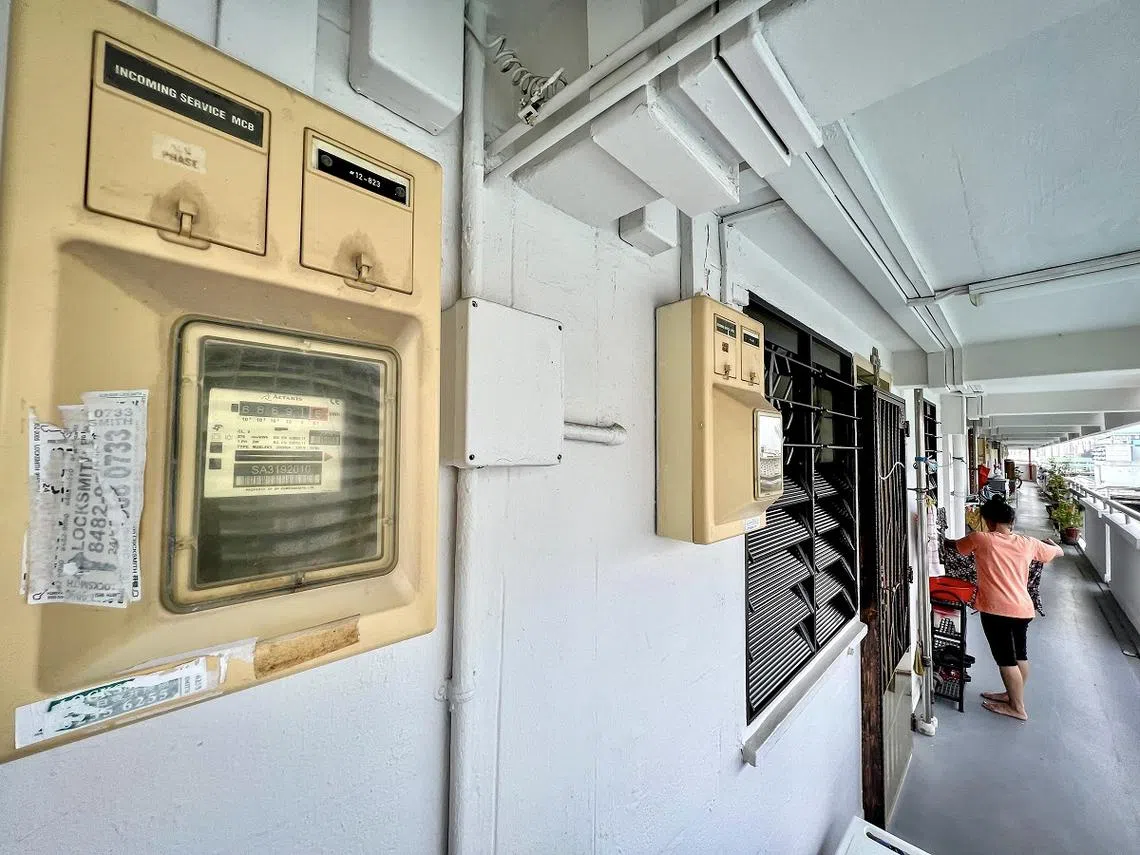 大巴窑组屋电表箱。（联合早报）