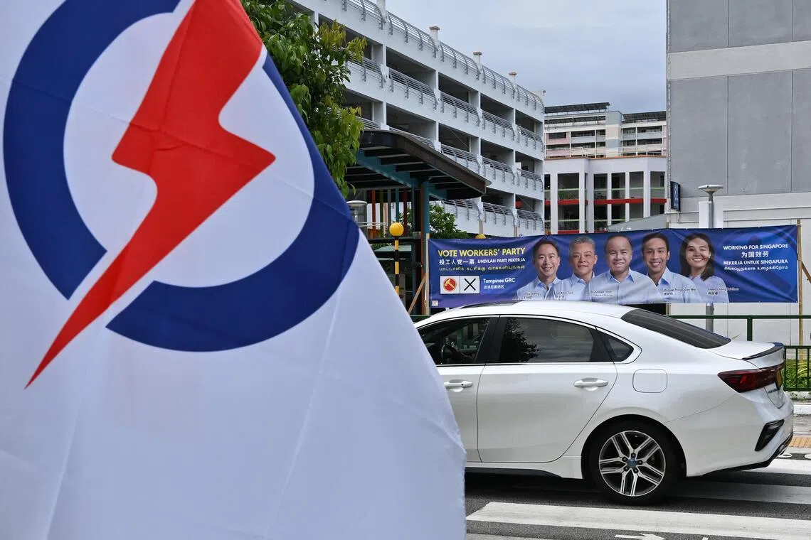 工人党团队在淡滨尼五人集选区的四角战中，夺下47.37％选票，在落选者当中得票率居次。其竞选团队成员蒋佩姗（布条右一）受委为第15届国会的非选区议员。