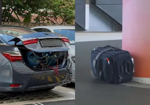 在一项社会实验中，“汽车炸弹”（左）和“行李箱炸弹”（右），竟未引起大部分人警觉。（内政部）