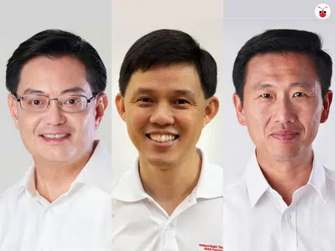 （左起）财政部长王瑞杰，总理公署部长、全国职工总会秘书长陈振声，教育部长（高等教育及技能）兼国防部第二部长王乙康。这三位4G领导班子的核心成员被视为是下一任总理的热门人选。（谢静怡制图）