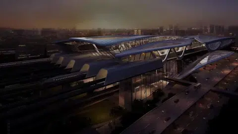 原本规划建在裕廊东的新隆高铁终点站构想图。（马国高铁机构）