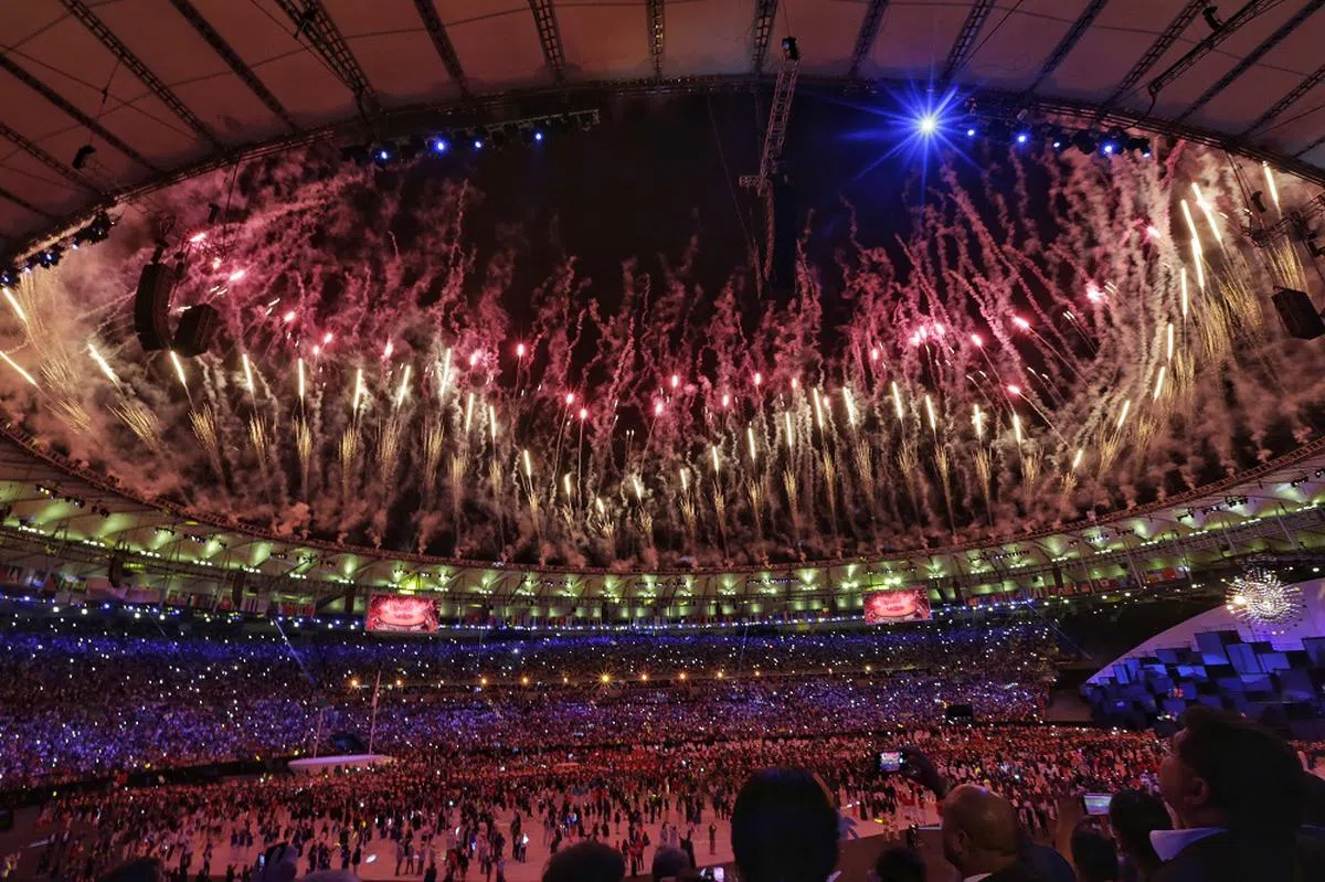  2016年里约奥运会开幕典礼的盛况。（海峡时报） 