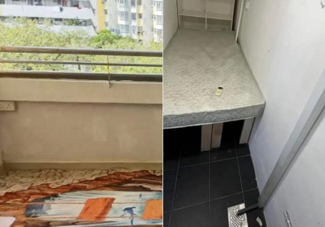 本地租屋市场无奇不有，阳台（左）和厕所（右）竟然也被屋主拿来充作房间出租。（红蚂蚁制图）