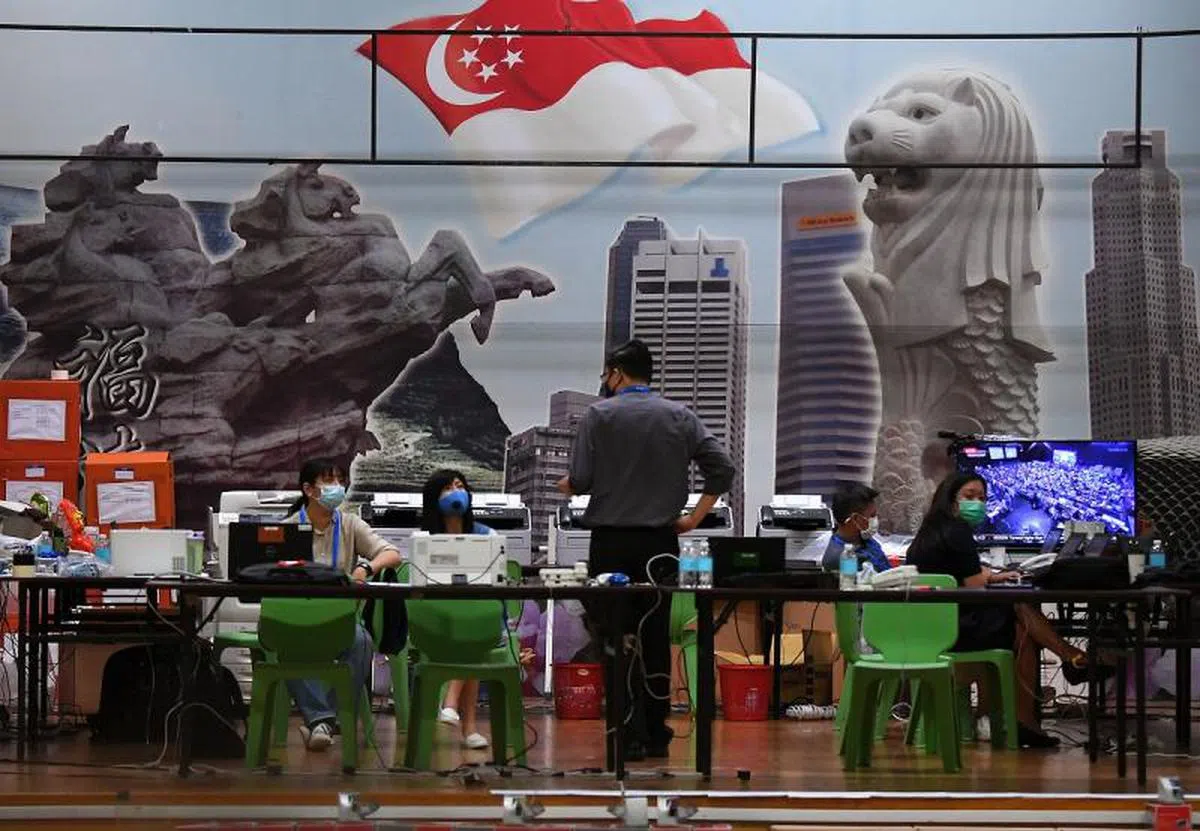 2020年新加坡大选的其中一个投票站。（海峡时报）
