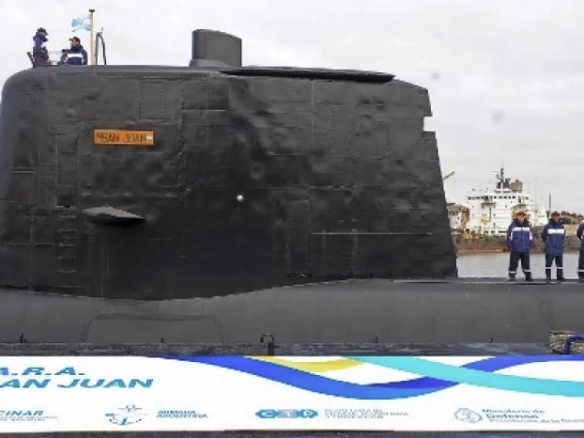  阿根廷潜水艇圣胡安号，自上周三起失去联络。（法新社） 