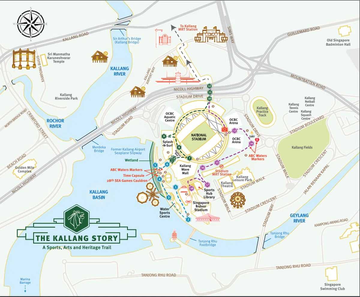  加冷历史文化走道的导览路线（新加坡体育城官网） 