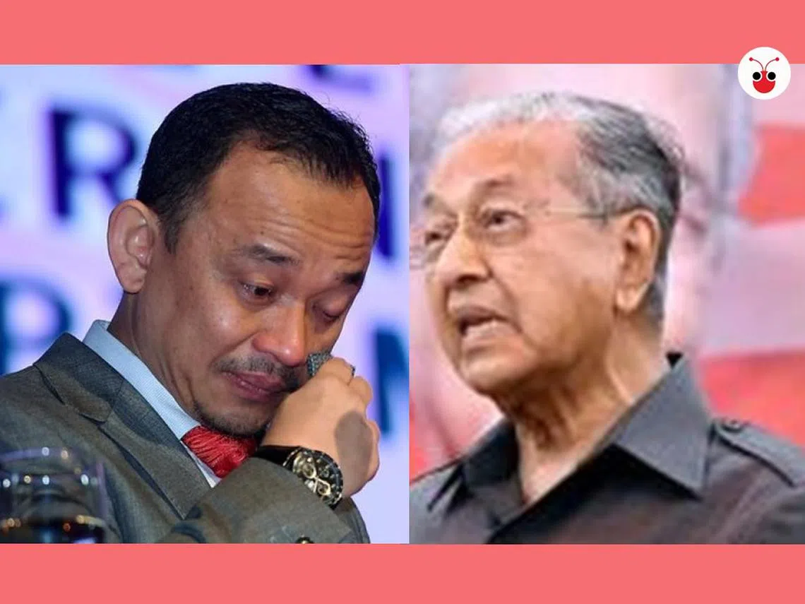 《透视大马》报道，马哈迪（右）不满马国前教育部长马智礼违反内阁指示，于是致函马智礼，要求对方辞职。（红蚂蚁制图）