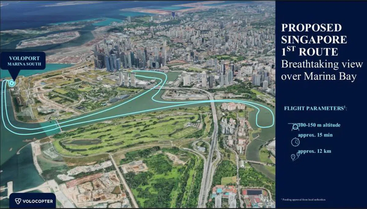 Volocopter初步计划的飞行路线。（Volocopter.）