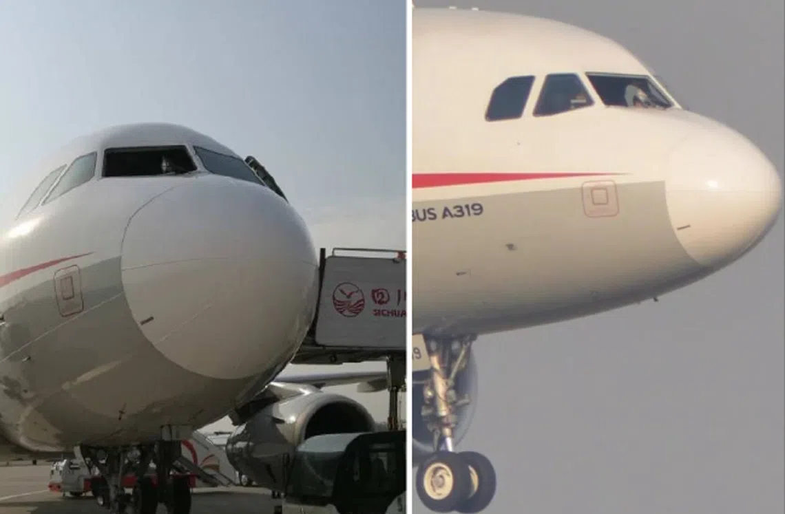 四川航空公司一架客机挡风玻璃在飞行途中爆裂。（互联网） 