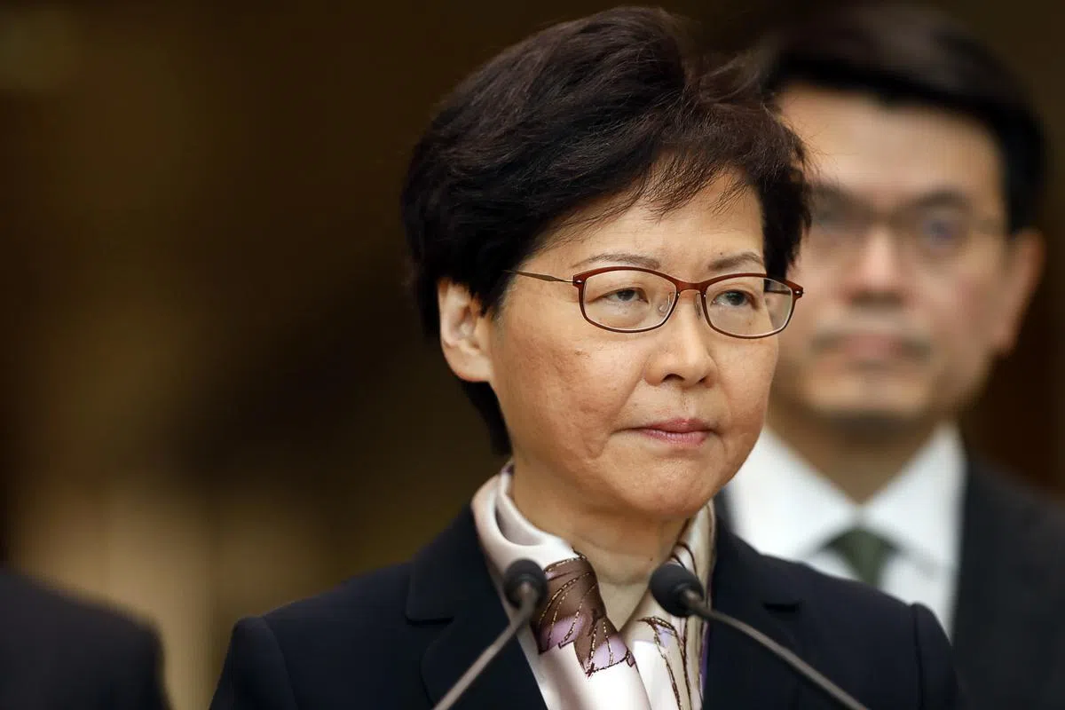  林郑月娥宣布即日起香港警方将每天召开记者会。（彭博社） 