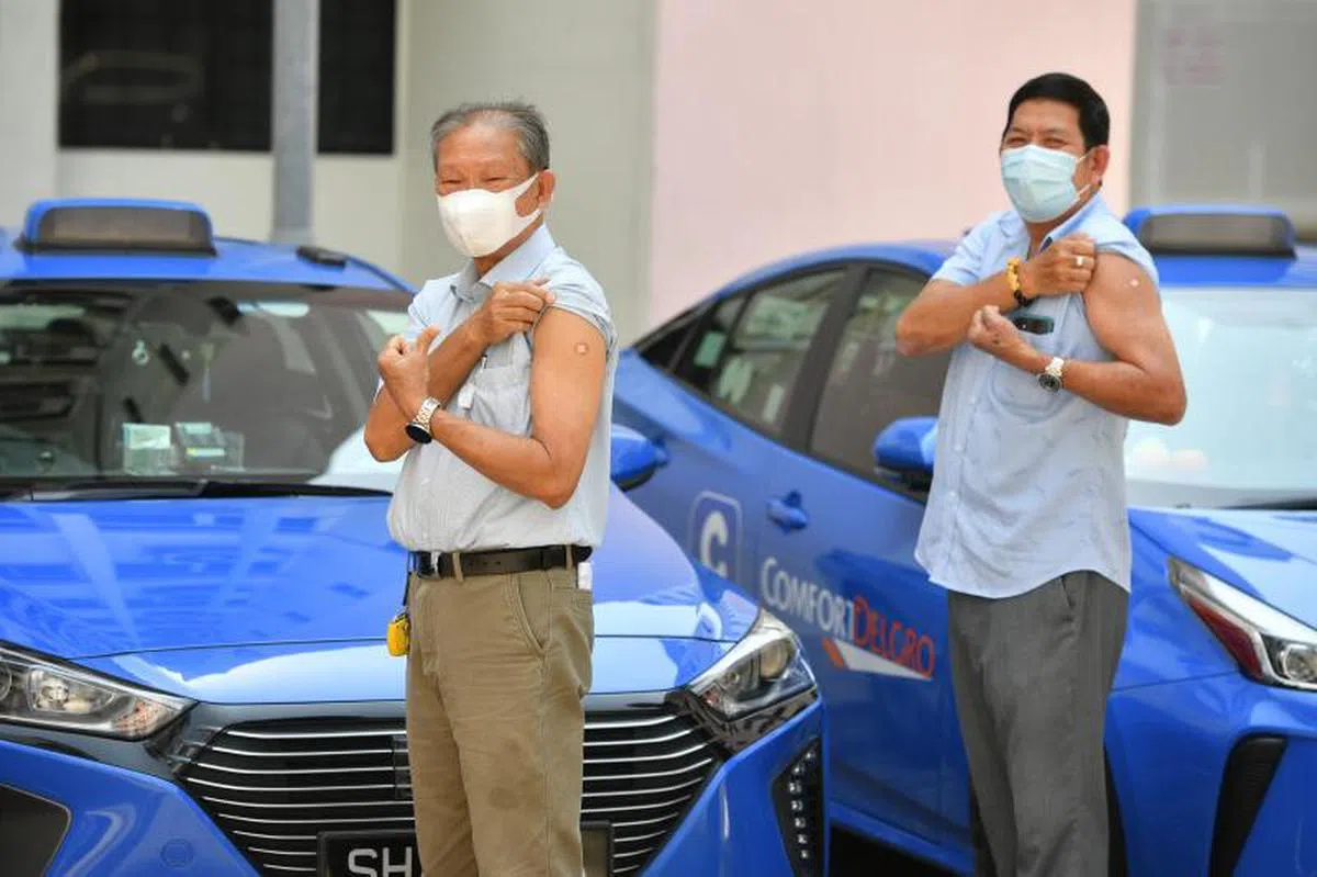  处于前线的一部分德士司机已经接种冠病疫苗。（海峡时报） 