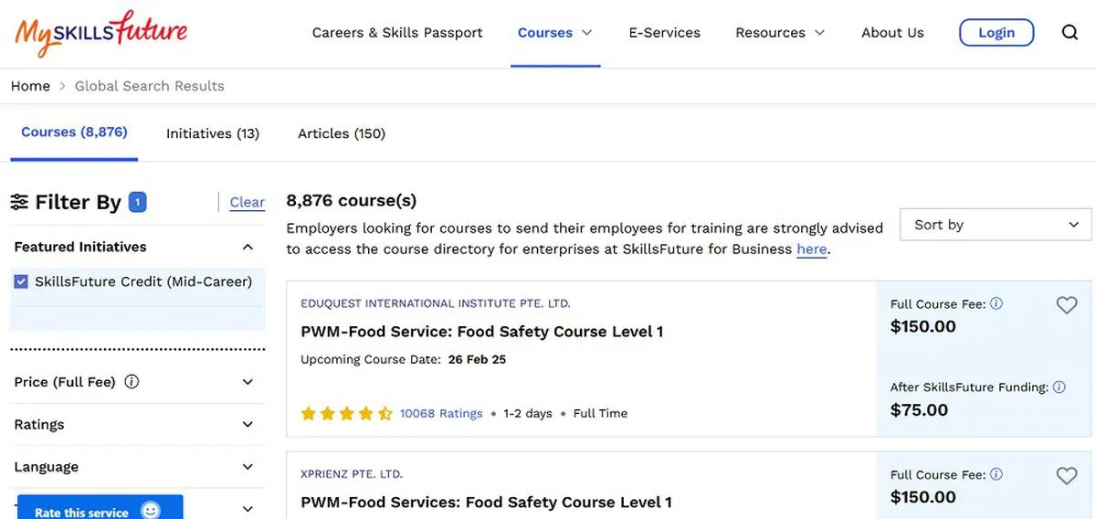 技能创前程网站上有数以千计的课程供选择。（截图）