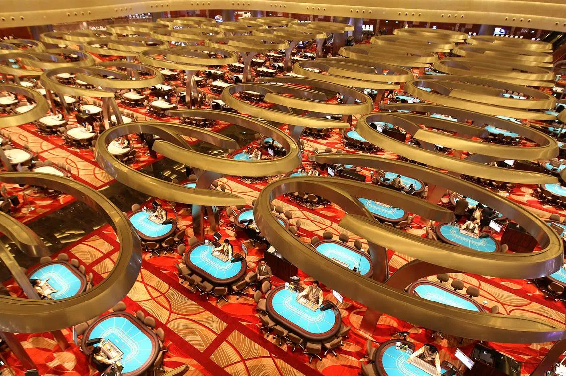 新加坡滨海湾金沙赌场内部。（联合早报）