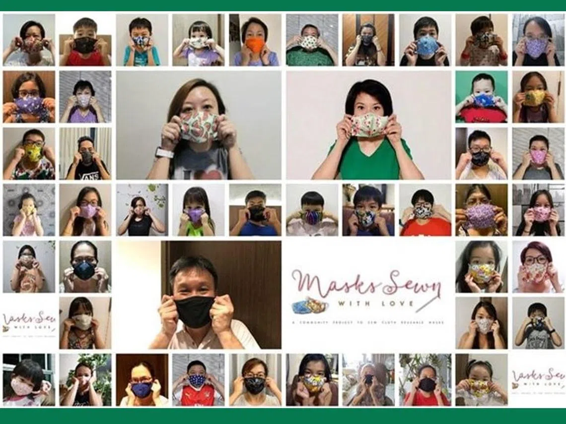 “爱心口罩”（Masks Sewn with Love）计划目标是缝制五万个可重复使用的口罩，包括儿童尺码的口罩，赠予亲友或是捐赠给有需要的人。（孙雪玲面簿）