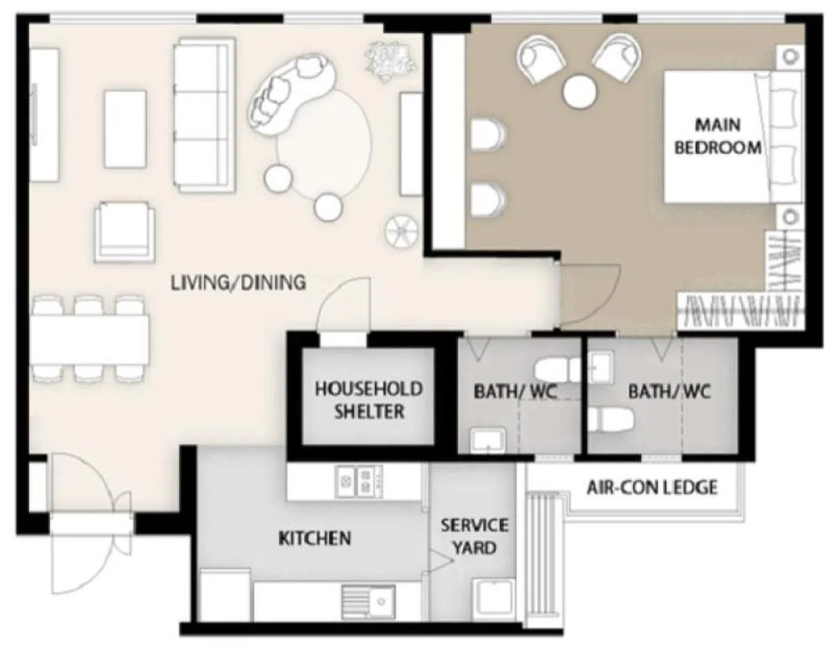 更宽敞的客厅。（市区重建局）