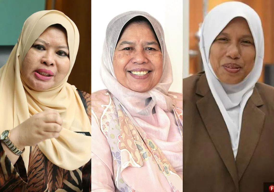 近日马国数名女性部长都因争议言行惹祸，左起分别为妇女部长丽娜哈仑、房屋及地方政府部长祖莱达和妇女部副部长茜蒂再拉。（李国豪制图）