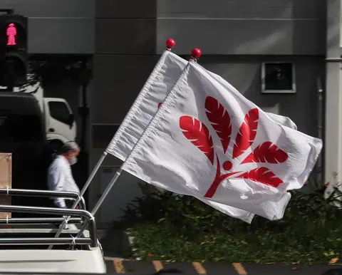 新加坡前进党的党旗。（海峡时报）