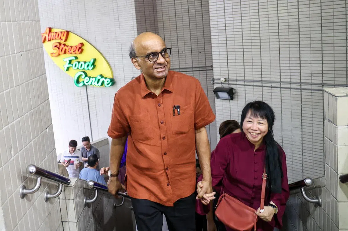 前国务资政尚达曼在竞选期间，强调其独立思想。（联合早报）