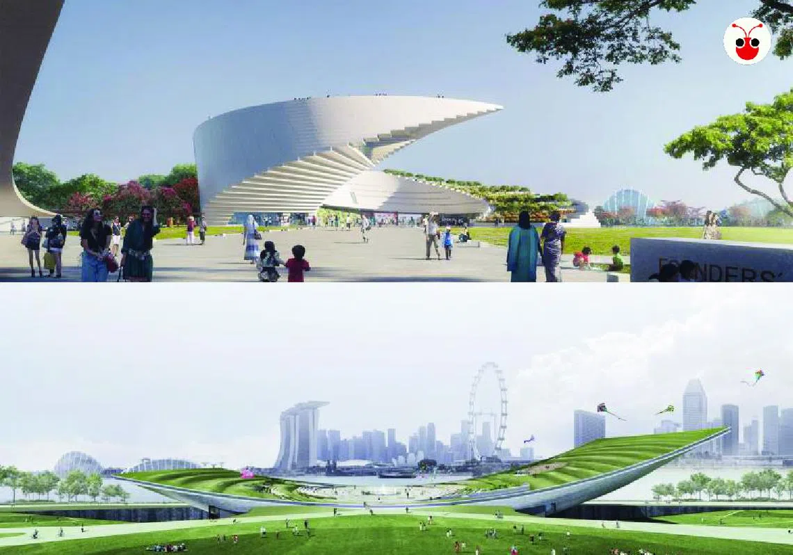 建国先贤纪念园五个入围设计出炉，五个团队之中都有来自本地的建筑设计事务所。（陈姿潓制图）