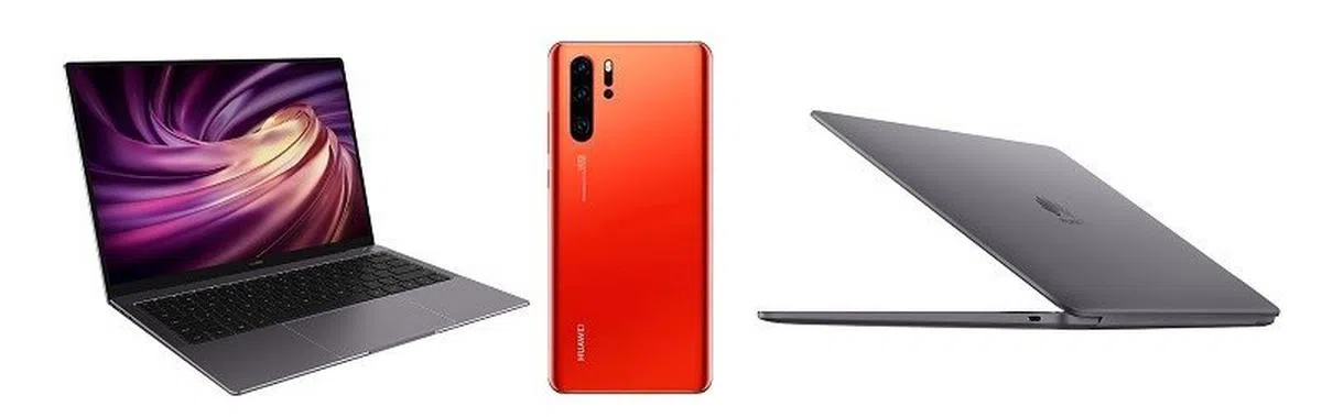  即将在明天登陆新加坡的华为笔记本MateBook 13 and MateBook X Pro，以及P30 pro手机“赤茶橘”配色。（互联网） 