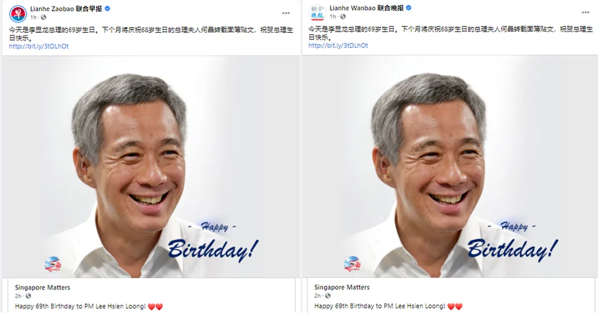  （联合早报和联合晚报面簿截图） 