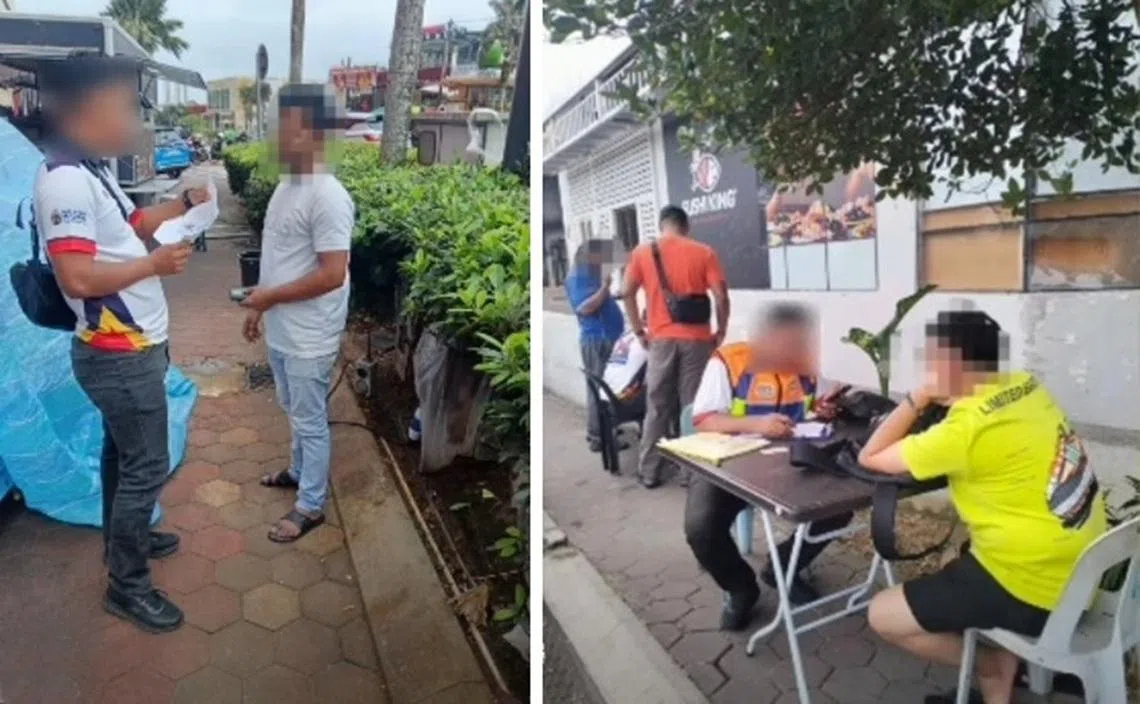 马来西亚固体废料管理机构执法人员1月3日在新山世纪花园取缔垃圾虫，逮捕五名违例男子，其中两人来自新加坡。 