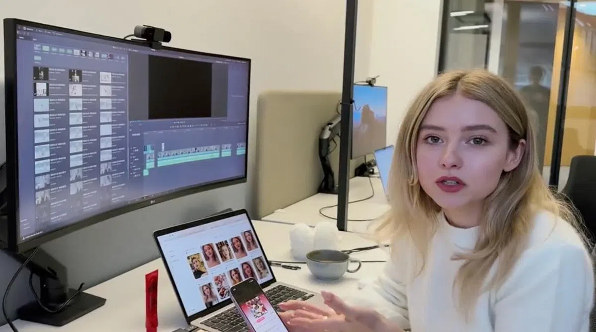 乌克兰网红奥尔加·洛伊克在YouTube频道控诉自己的样貌遭盗用。（YouTube截图）