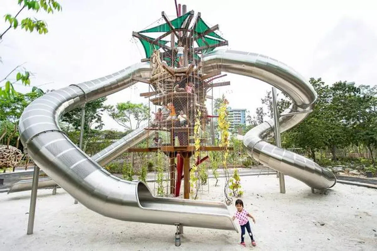  这里是什么动物的主题游乐园林，就留给蚁粉们猜猜看喽！提示：看看溜滑梯像什么（亚洲新闻台） 