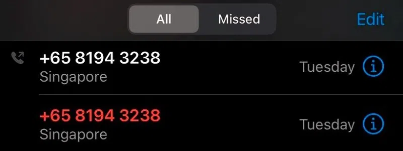 红蚂蚁接到的诈骗电话来电显示。（红蚂蚁提供）