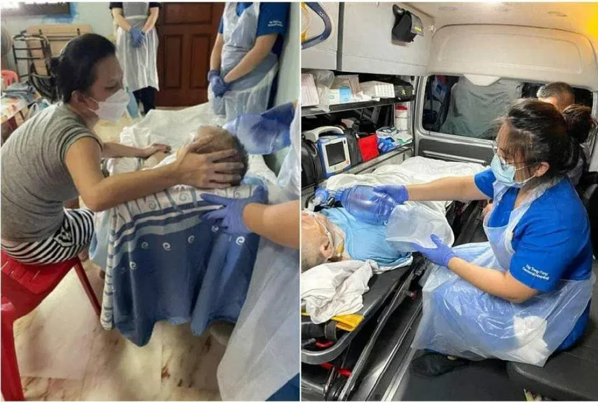 在黄廷方综合医院的协助下，83岁的洪先生去年11月回家接受慈怀护理。（黄廷方综合医院）