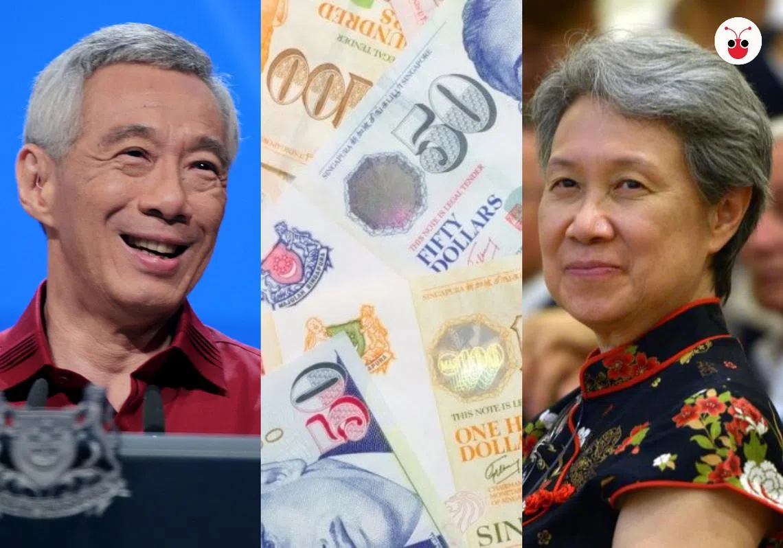 总理夫人何晶（右）发文相挺李显龙总理（左）。（李国豪制图）