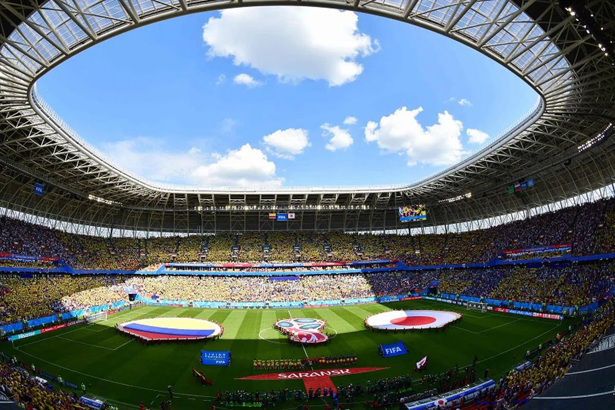  日本以2比1打败10人应战的哥伦比亚。（法新社） 