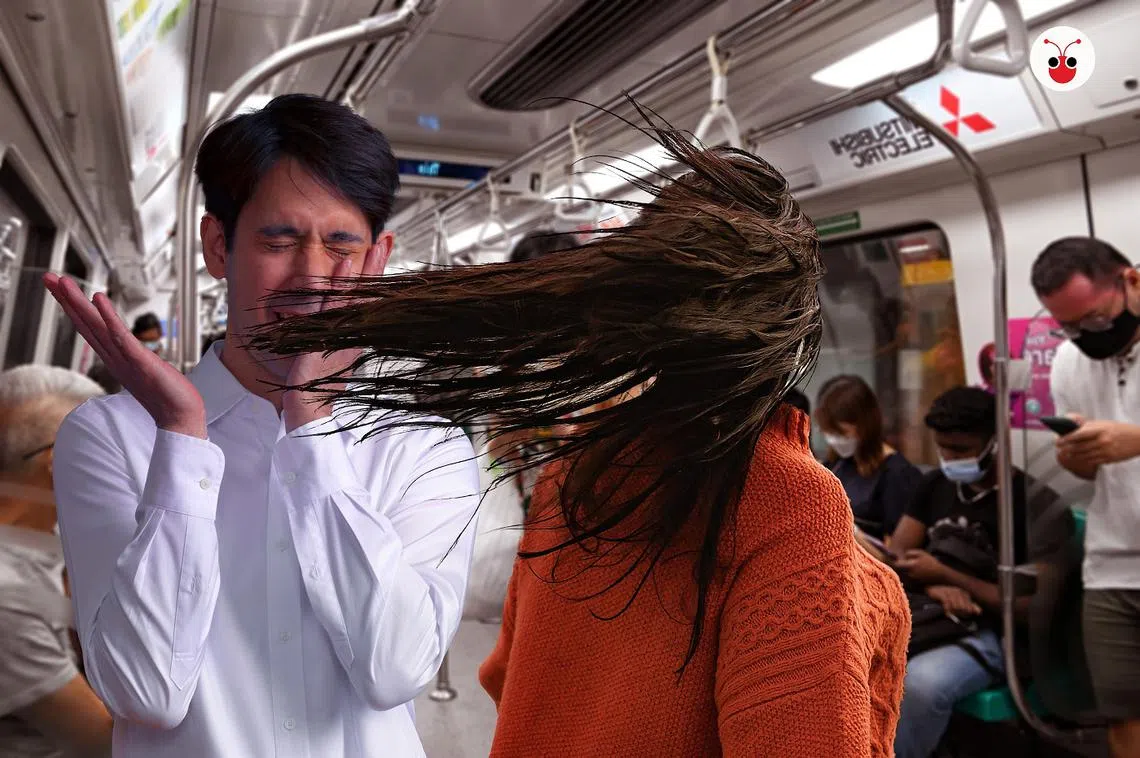 地铁里面的峨眉派“掌门人”。（黎晓昕制图）