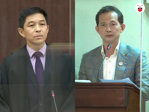 前进党非选区议员梁文辉（右）在面簿上抨击国会议长陈川仁（左）“不给他提问连机会。简直荒谬！”，过后为此郑重道歉。（Gov.sg视频截图 / 红蚂蚁制图）