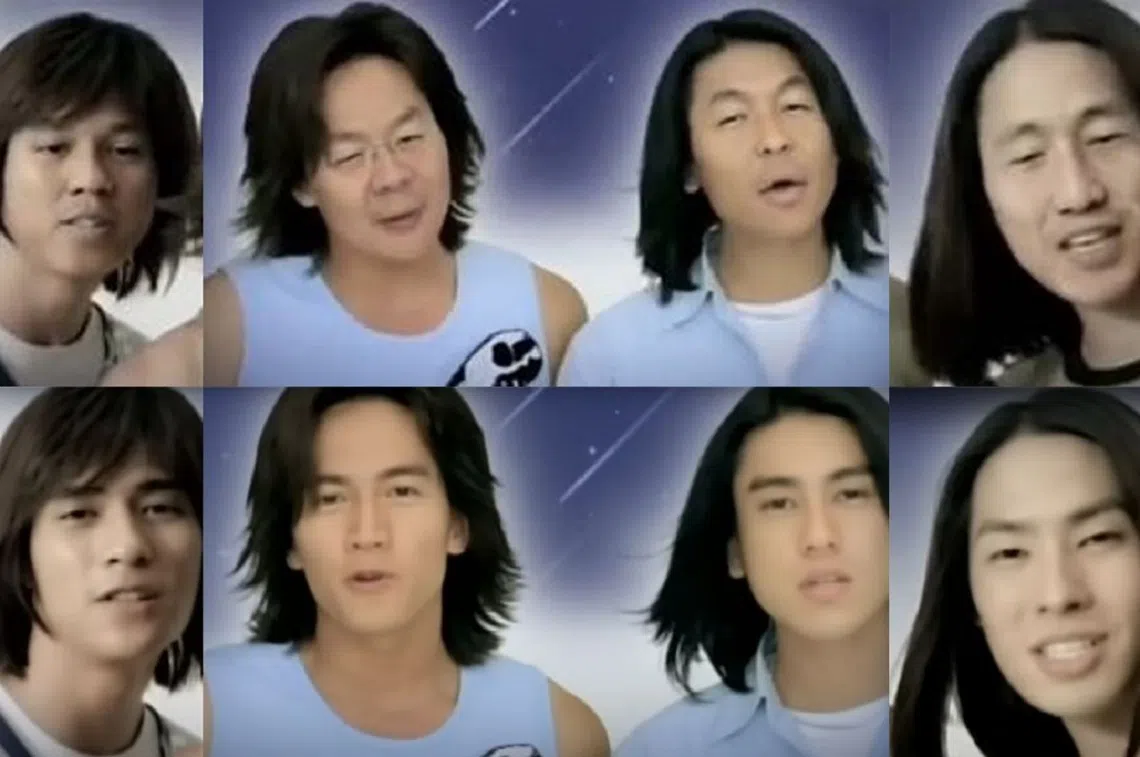 对比上下两组F4照片，应该能一秒认出哪一个是正宗团，哪一个是“山寨版”。（视频截图／红蚂蚁制图）