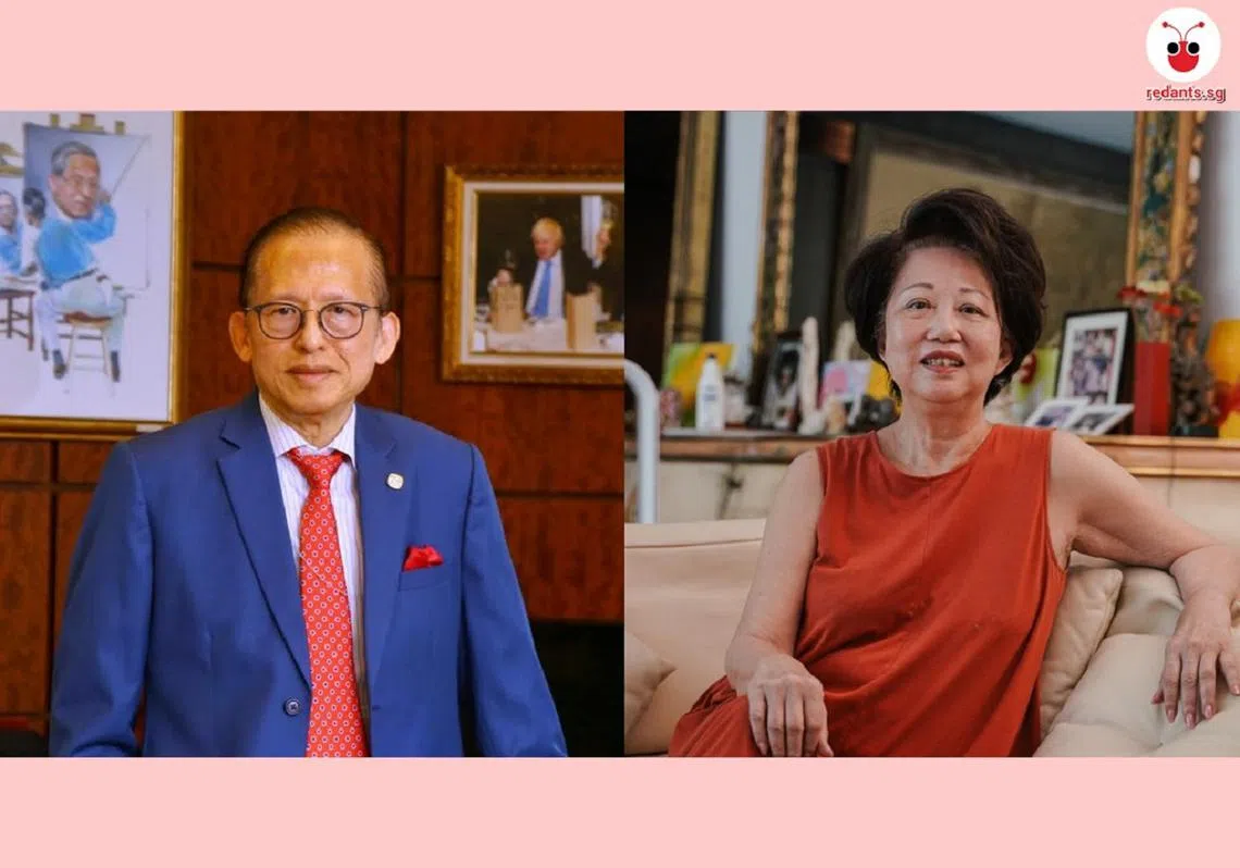 城市发展（CDL）执行主席郭令明（左）与欧佳时（The Hour Glass）联合创办人曾秀丽（右）最近成为媒体焦点。（红蚂蚁制图）