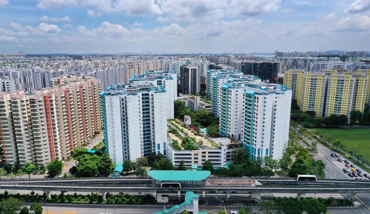  榜鹅一带政府组屋区鸟瞰图。（联合早报） 