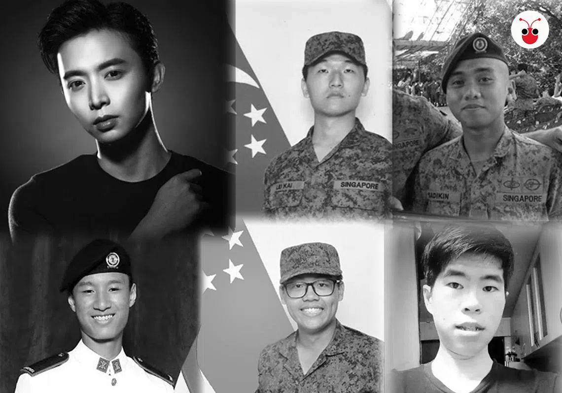 过去16个月里，在服役与军训时发生事故而丧亡的新加坡军人，加上冯伟衷，一共有六人。（黄纯仪制图）