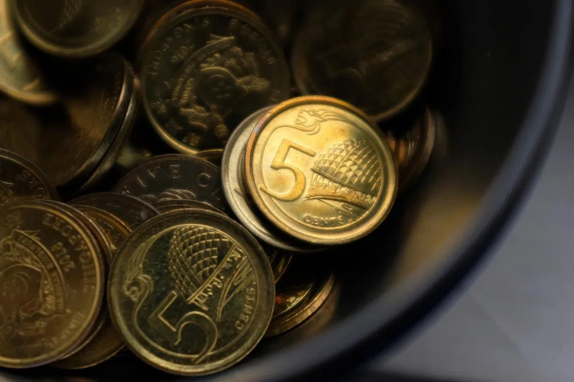 新加坡硬币。（海峡时报）