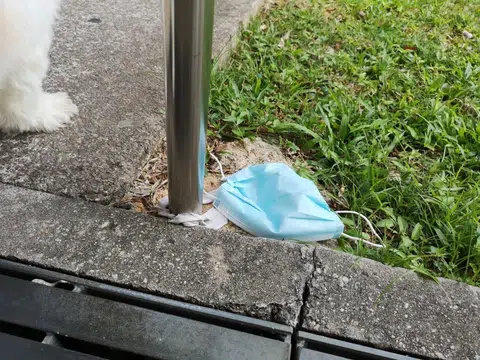 一些公众更随地丢弃已用的一次性口罩。（stomp)