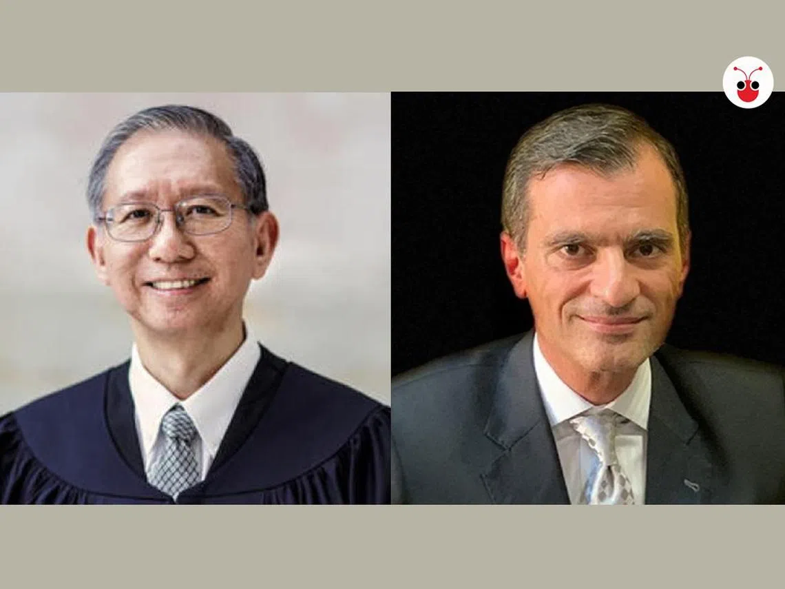 高庭法官陈成安（左）与律师阿尼尔。（红蚂蚁制图）