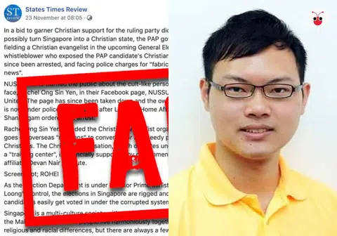 时政网站“States Times Review”的主编陈智扬拒绝遵从当局指示更正文章内容。（李国豪制图）