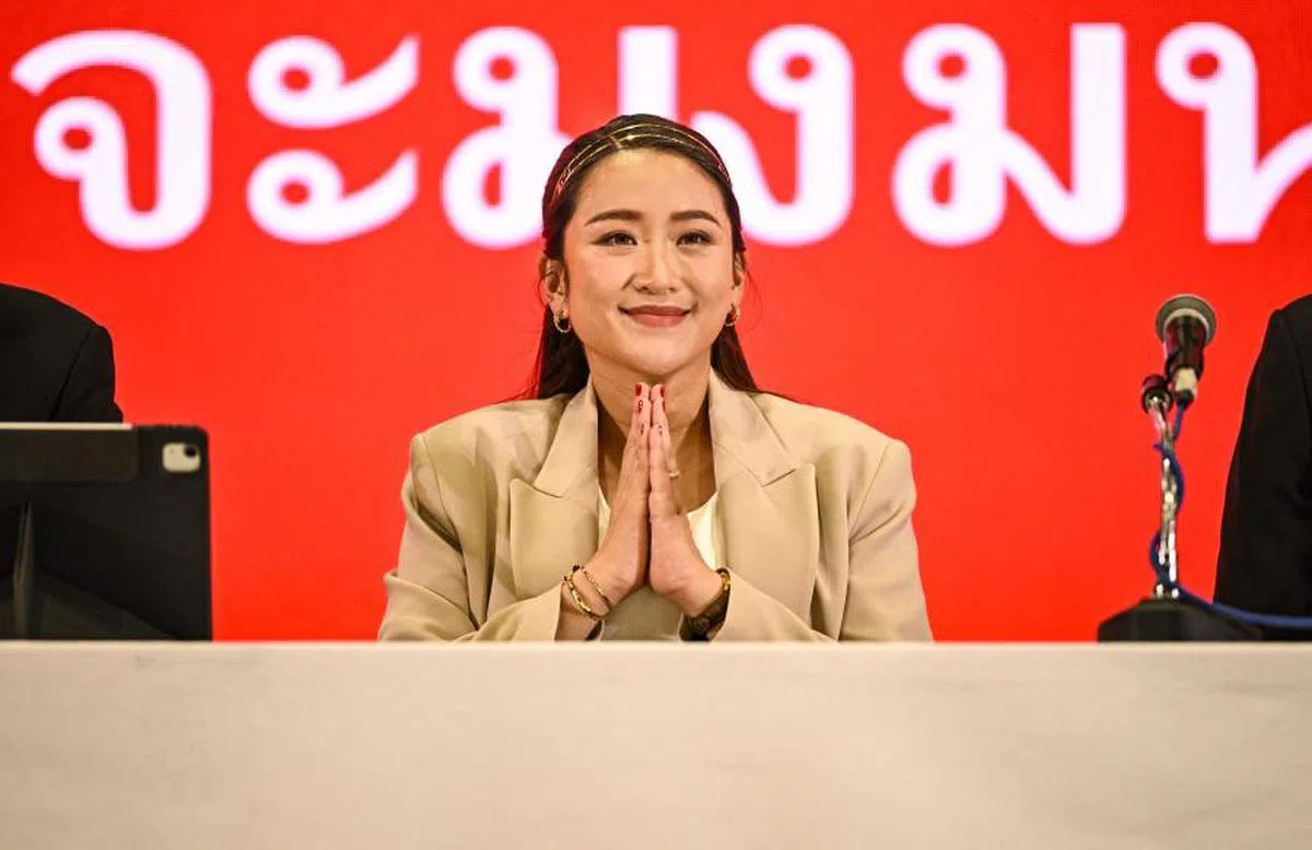 佩通坦所属为泰党斩获的席次不如前进党。（法新社）