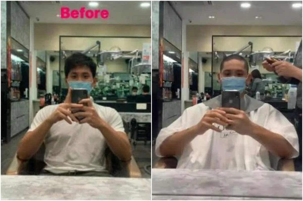 约瑟林在他的Instagram账号上分享他在一家理发店剃头发准备入伍的视频。（约瑟林Instagram）