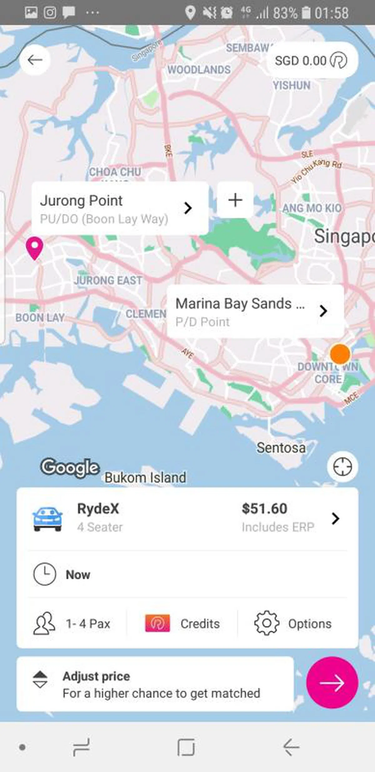 附上加成定价后，私召车车资可能大幅增加。（截图）