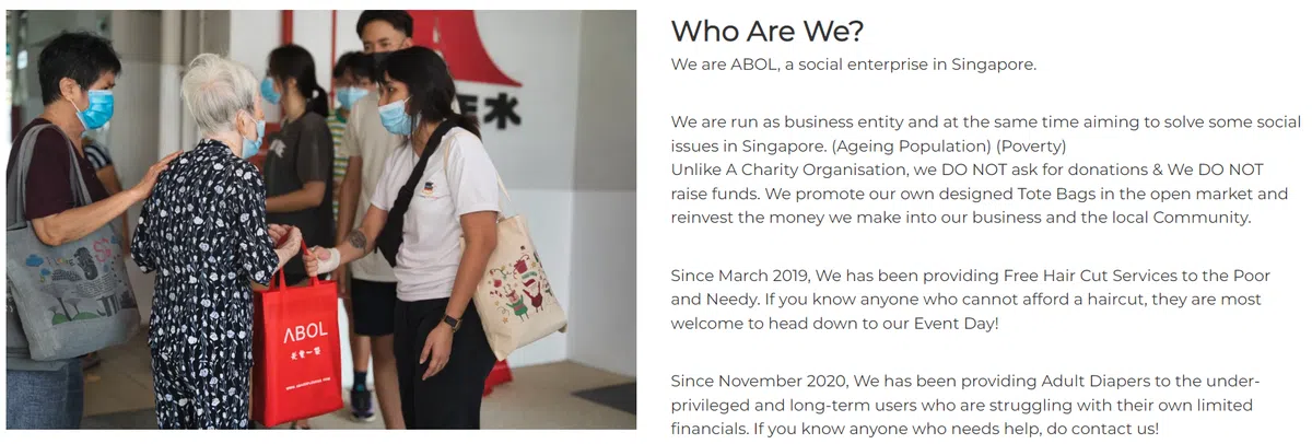 根据ABOL（关爱一袋）官网上的介绍，它们是一家社会企业，并非慈善机构。（ABOL）